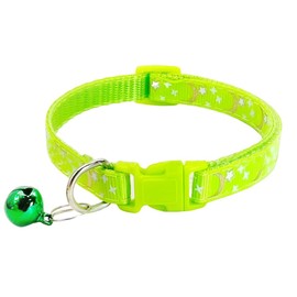 CCUUHJ Reflective Cat Collars Breakaway with Bell Moons Stars 2 Pack Girl Boy Pet Kitten Collar Adjustable 7.5-12.5 Inch (Green)