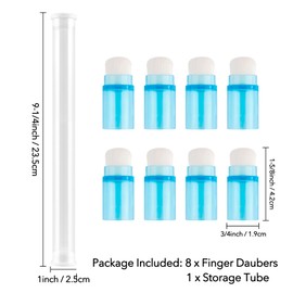 8Pcs /Set Soft Bristles Finger Daubers Ink Blending Brushes Mini Stackable Blender Brushes Brush Head 0.75'' for Cardmaking Painting Drawing Handles Ink Blender Tool (Sky Blue)