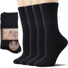 Toughland Alpaca Wool Socks for Men and Women - Non-Itchy, Full Cushion Warm Crew Socks - for Cold Weather, Hiking