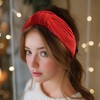 Bowbear Plush Velvet Top Knotted Wide Headbands, Red
