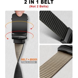 BULLIANT Men Belt-Reversible Ratchet Belt for Gift Men Work Casual Golf Jeans 1 3/8"-Cut For Fit -2 Sides In 1Belt(Black/Beige,34"-38" Waist Adjustable)