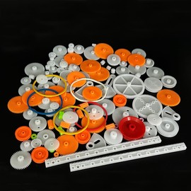 105PCS Plastic Gears Set Single Gear Reduction Gear Small Motor Gears for DC Motor DIY Model Toy RC Car Truck Robot Helicopter Gear Replacement (105)