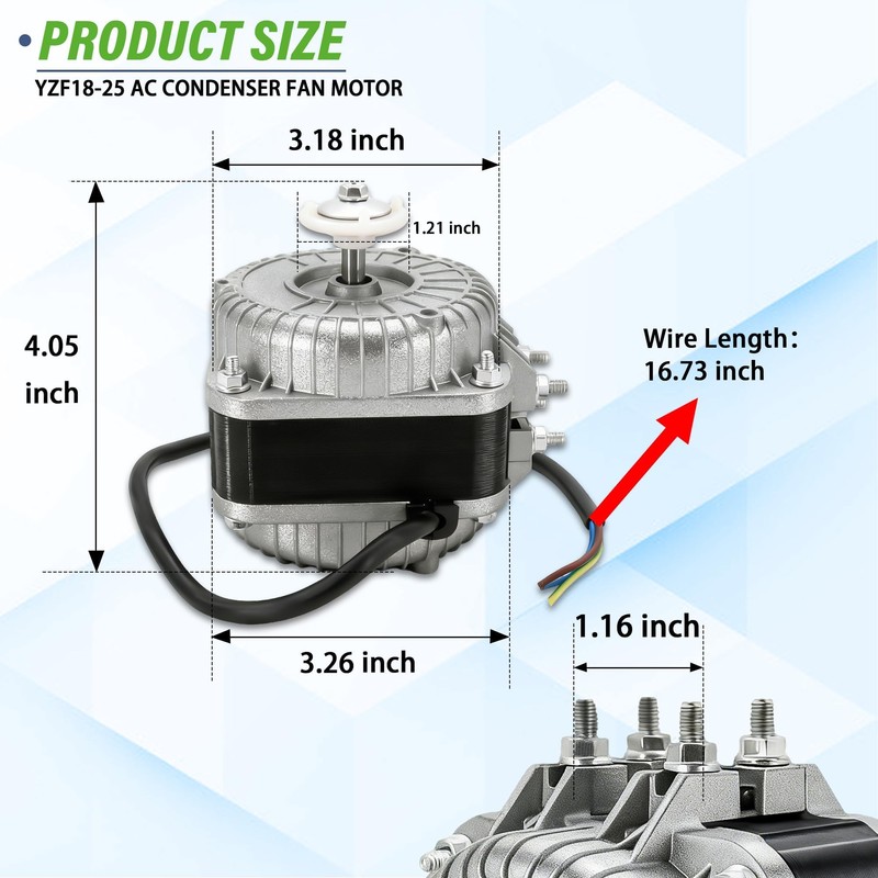 YZF18-25 Condenser Fan Motor 120V 60Hz 1550rpm 18/70W 1.01A AC