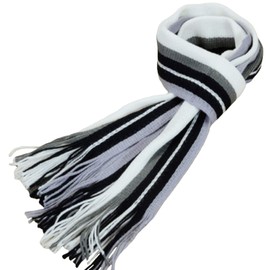 Mens Winter and Fall Cashmere Feel Blue Scarf (White)