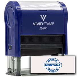 All Quality Made In Montana Self-Inking Rubber Stamp - Large 3/4" x 1-7/8", Blue