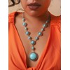 MINACHI Bohemian Created Turquoise Beaded Y-Necklace, Turquoise-toned Multi-shaped Pendant, Dainty