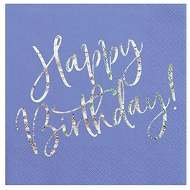 Libetui Set of Birthday Party Napkins - “Happy Birthday” Napkins - Birthday Party Decoration for Adults & Children - Napkins in Gold, blue