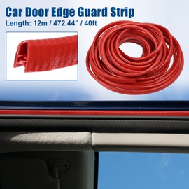 X AUTOHAUX 40ft U Shape Rubber Car Door Edge Guard Trim Multifunctional Seal Strip Protection for Car Truck ATV Boat No Glue Red