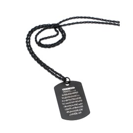 Gök-Türk Künye Unisex Necklace with Pendant 'Mustafa Kemal Atatürk' Turkey Black Cord, Zinc, Cubic Zirconia