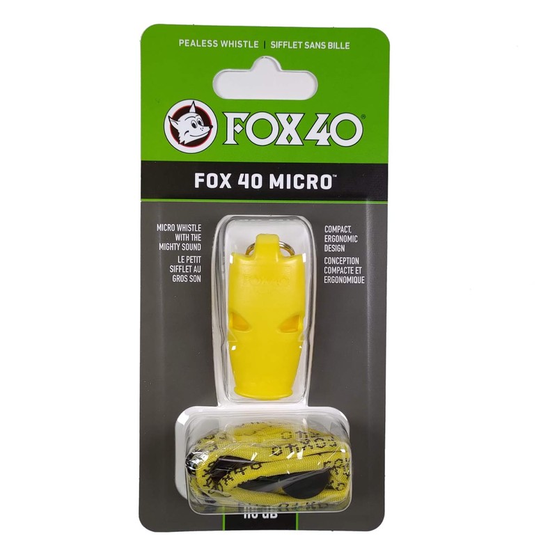 FOX40 MICRO 110db Whistle (Yellow), Lanyard Included, Pealess Construction (No