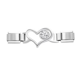 Quiges Special 9mm Italian Style Charm Link Module Stainless Steel Zirconia heart for Italian Style Bracelets