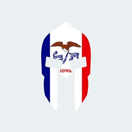 fagraphix Iowa Flag Spartan Helmet Sticker Self Adhesive Vinyl Decal Sparta Molon Labe IA