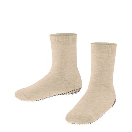 FALKE Unisex Kids Catspads Slipper Socks Anti-Slip Printed Nubs On Sole Improved Grip Thick Warm Full Inner Plush Flat Seam In Toe Area Breathable Sustainable Cotton Wool 1 Pair, Beige Sand Melange