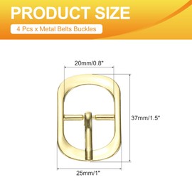 PATIKIL Single Prong Buckle, 4 Pcs 0.8 Inch Adjustable Metal Roller Buckle Oval Center Bar Buckle Belt Buckles for Bags DIY Crafts Purse Straps Shoe Belts Making Accessories, Gold Tone