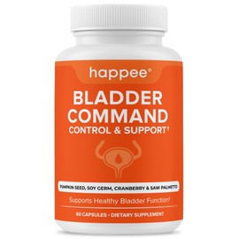 Happee Bladder Control Supplement for Women & Men - Pumpkin Seed Extract, Soy Germ, Saw Palmetto & Cranberry Blend - Bladder Support for Urinary Frequency, Leaks & Urgency - 60 Capsules