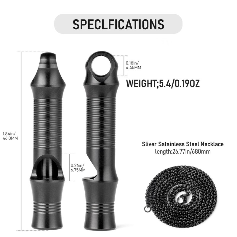 TISUR Titanium Emergency Whistle,EDC Safety Whistles Necklace Loud up to