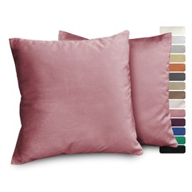 BEAUTEX Lea Velvet Cushion Covers, Set of 2, Premium Cushion Covers, Sofa and Decorative Cushions, Choice of Size and Colour (Dusky Pink, 60 x 60 cm)