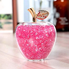 TradeWind Feng Shui Good Luck Apple, Interior Decor, Crystal Figurine, Suncatcher, Gift, Pink
