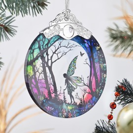 Fairy Stained Glass Ornament, Christmas Ornaments, Christmas Tree Decorations, Fairy Christmas Decor, Fairy Ornaments for Christmas Tree, Holiday Presents, Gift Exchange Ideas - Forest Fairy