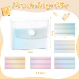 300 Sheets Index Cards Lined A8 Colour Gradient Index Cards with Box Vocabulary 3 Pieces Learning Box Index Cards Coloured A8 Index Cards with Box Small for Learning Formulas or Vocabulary Learning
