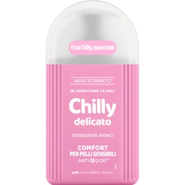 Chilly, Detergente Intimo Delicato, Comfort per le pelli sensibili, con Anti-Odor, Per L'Igiene Intima, arricchito con Aloe e Hamamelis dalle proprietà addolcenti, pH 5, Clinicamente Testato - 300 ml