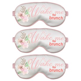 Bachelorette Party Recovery Kit - Set of 3: Wake Me Up for Brunch Vintage Watercolor Floral White w/Blush Piping Eye Mask - Bridal Shower Favors and Gifts - Soft Satin Sleep Mask Set3(Brunch)