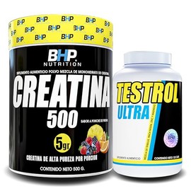BHP NUTRITION- CREATINA MEZCLA 500G + BHP TESTROL 120 CAPS (Sabor Ponche de Frutas)