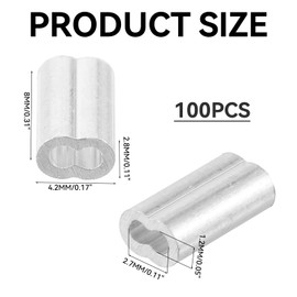 100 Pcs Aluminum Crimping Loop Sleeve 1/32" Diameter Double Barrel Crimp Cable Sleeves Wire Rope Crimping Loop Sleeve Cable Ferrule Wire Rope Sleeves for Cables Line End Wires Ropes Crimp