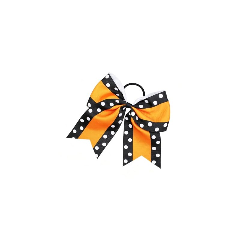 Halloween Cheer Jumbo Bows Orange Ponytail Holder Halloween Cheerleader Bow