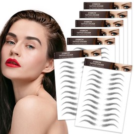 7 Sheets 77 Pairs 4D Hair-Like Eyebrow Tattoo Stickers Waterproof Natural Fake Eyebrow Stickers Hair-Like Design Long Lasting for Women Girls Eyebrow Grooming Shaping Daily Makeup (Black)