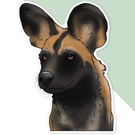 Extra Large 460mm 'African Wild Dog Face' Permanent Sticker Decal for Cars/Windows/Bins/Walls (DW00111727)