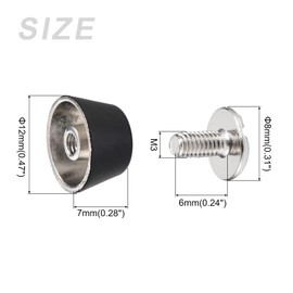 METALLIXITY Screw Back Stud Spike (12x7mm) 12pcs, Flat Head Stud Rivets - for Leather Crafts Purse Bags, Matt Black