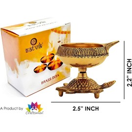 SATVIK 1 Pc Pure Brass Turtle Diya - Traditional Oil Lamp for Diwali Décor | Durable & Elegant Design (Pack of 1)