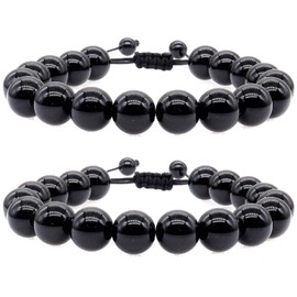 ZZ ZINFANDEL Anti Swelling Black Obsidian Anklet - Lymphatic Drainage Black Obsidian Bracelet Anklet - Anti Varicose Swelling Anklet - (A-)