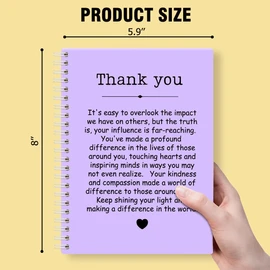 QYUVK Thank You Purple Hardcover 160 Pages Spiral Notebooks, Funny Thank You Gifts for Women Men Coworkers Leader Mentor, Appreciation Gifts for Employees, Thanksgiving Gifts for Colleagues Leaders