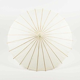 Luna Bazaar 20-Inch Beige/Ivory Paper Parasol Umbrella - Chinese/Japanese Paper Umbrella - For Children, Decorative Use, and DIY Projects