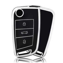 OFFCURVE Key Case Car Key Cover Key Case Protective Cover for VW Volkswagen Golf 7 MK7 Polo T-ROC Seat Leon Cupra Ibiza Toledo Arona Ateca Skoda Octavia Fabia Superb