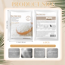 Pack of 6 Rice Mask, Korean Rice Extracts, Rice Cloth Masks, Hydrating Mask, Rice Masks, Anti-Wrinkle Anti-Ageing Face Mask, for Hydration, Cleansing and Brightening