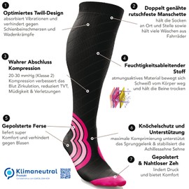 Compression stockings for men and women (20 mmHg - 30 mmHg), compression socks, varicose veins socks, thrombosis stockings for swollen legs, oedema, running, sports, flight, travel