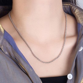 SHIBIDEBAOHUA Solid 925 Sterling Silver Rolo Chain Necklace, 3mm Round Cable Chain Link with Lobster Clasp, 16" to 30" Length for Men & Women (30")