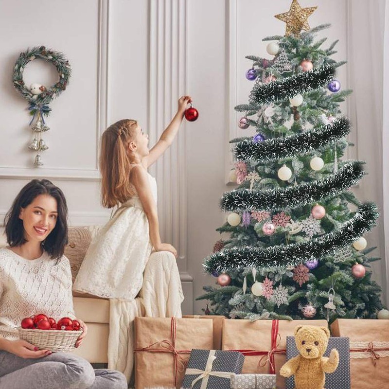 CCINEE Artificial Christmas Garland with Snow for Mantle Stairs Fireplace