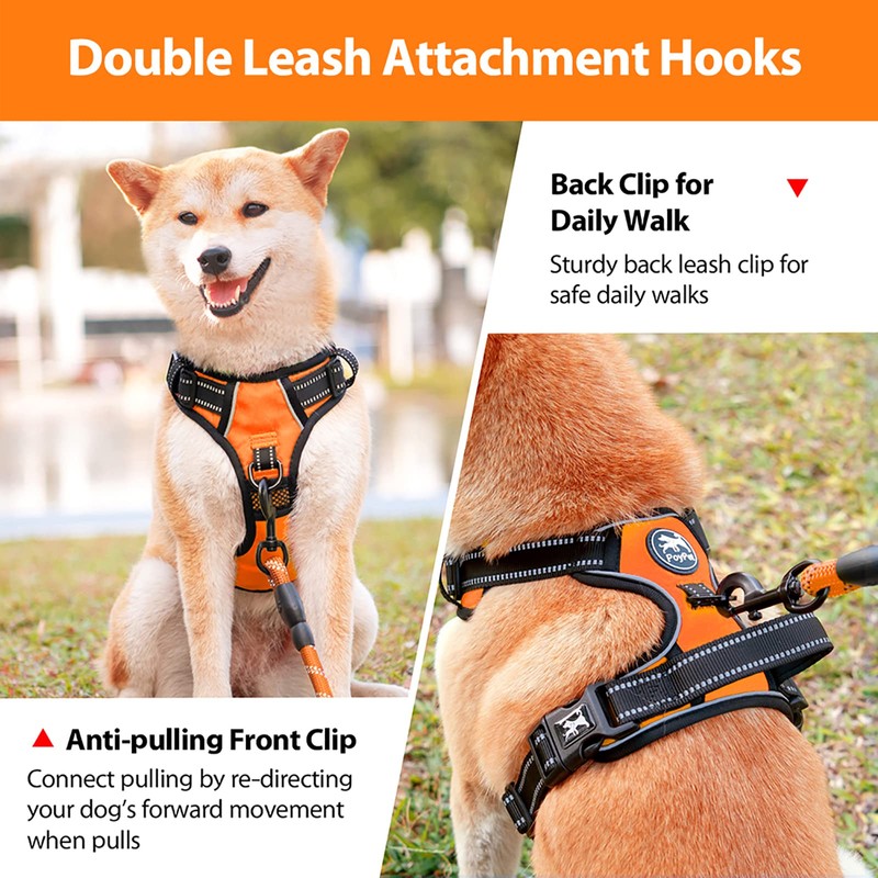 PoyPet No Pull Dog Harness with Neck Release Buckle, Reflective
