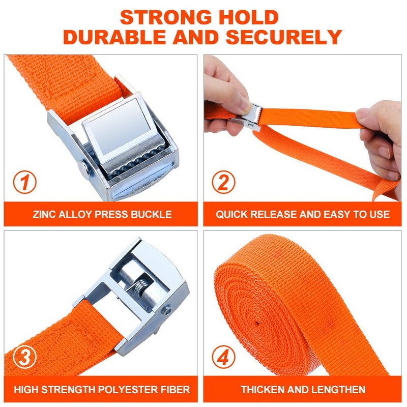 URAQT Tie Down Straps, 4 Pack Heavy Duty Tensioning Belts,