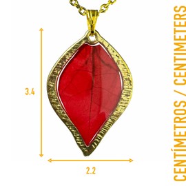 TAMI Dije Dorado para Mujer con Hoja de Bugambilia Roja - Collar Hecho a Mano con Flor Natural y Naturaleza Muerta - Accesorio de Joyería Artesanal