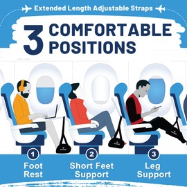 Adjustable Foot Hammock for Plane Travel – Airplane Foot Rest for Long Flight – Leg Hammock for Airplane Travel, Desk Leg Foot Hammock for Office and Airplane Essentials Accessories