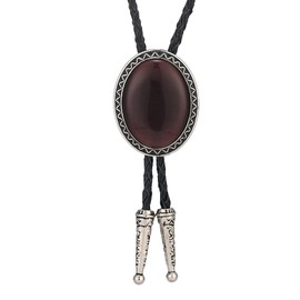 Bolo Tie Western Cowboy Celtic Black Natural Stone Necktie Bolo ties For Men Women (Brown)