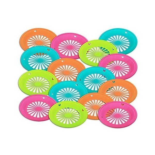 Set of 12 10.5" Reusable Plastic Paper Plate Holders in bright colors (Set of 4; 12 Pack)