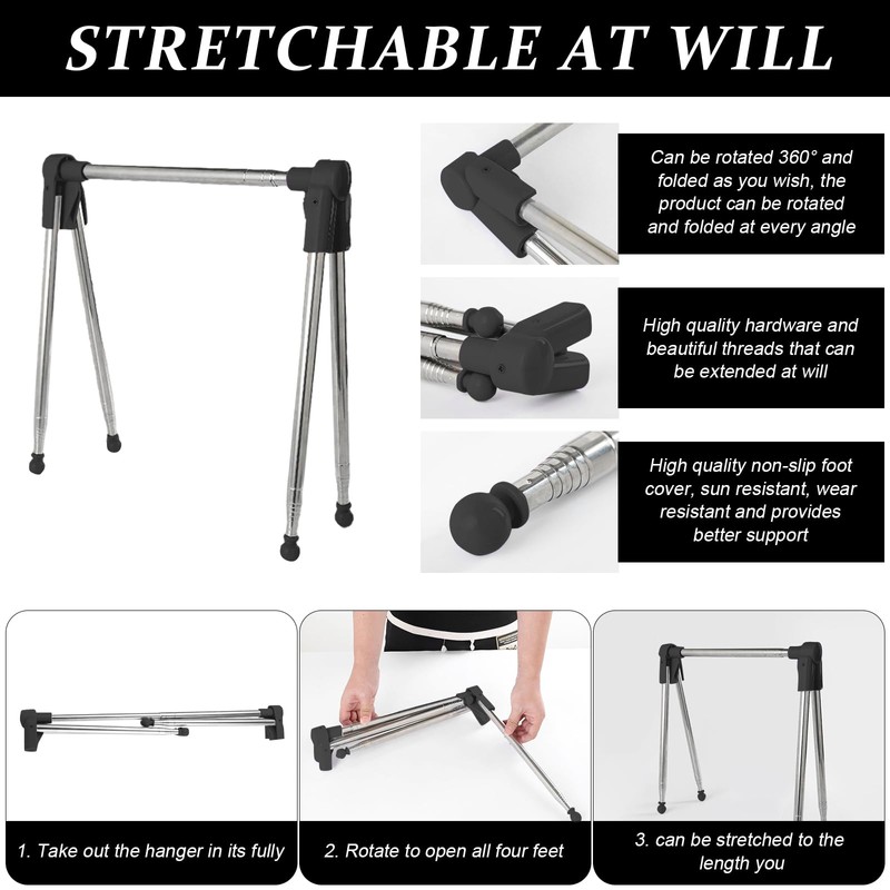 Hengrongshen Portable Clothes Rack, Foldable, Extendable Clothes Rail, Retractable, Travel