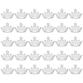 PATIKIL Tiara Dije, 120uds Mini tiara Colgante Dije Granel Metal Vintage Diseñador Bricolaje para Joyería Fabricación Pulseras Pendientes Collar Reina, Oscuro Plata