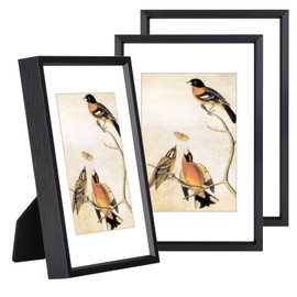 BKABOT 3.5x5 Picture Frame Set of 3, Black Metal Photo Frames with HD Glass, Fits 2.5x3.5 with Mat or 3.5x5 without Mat, Wall Hanging and Table Display